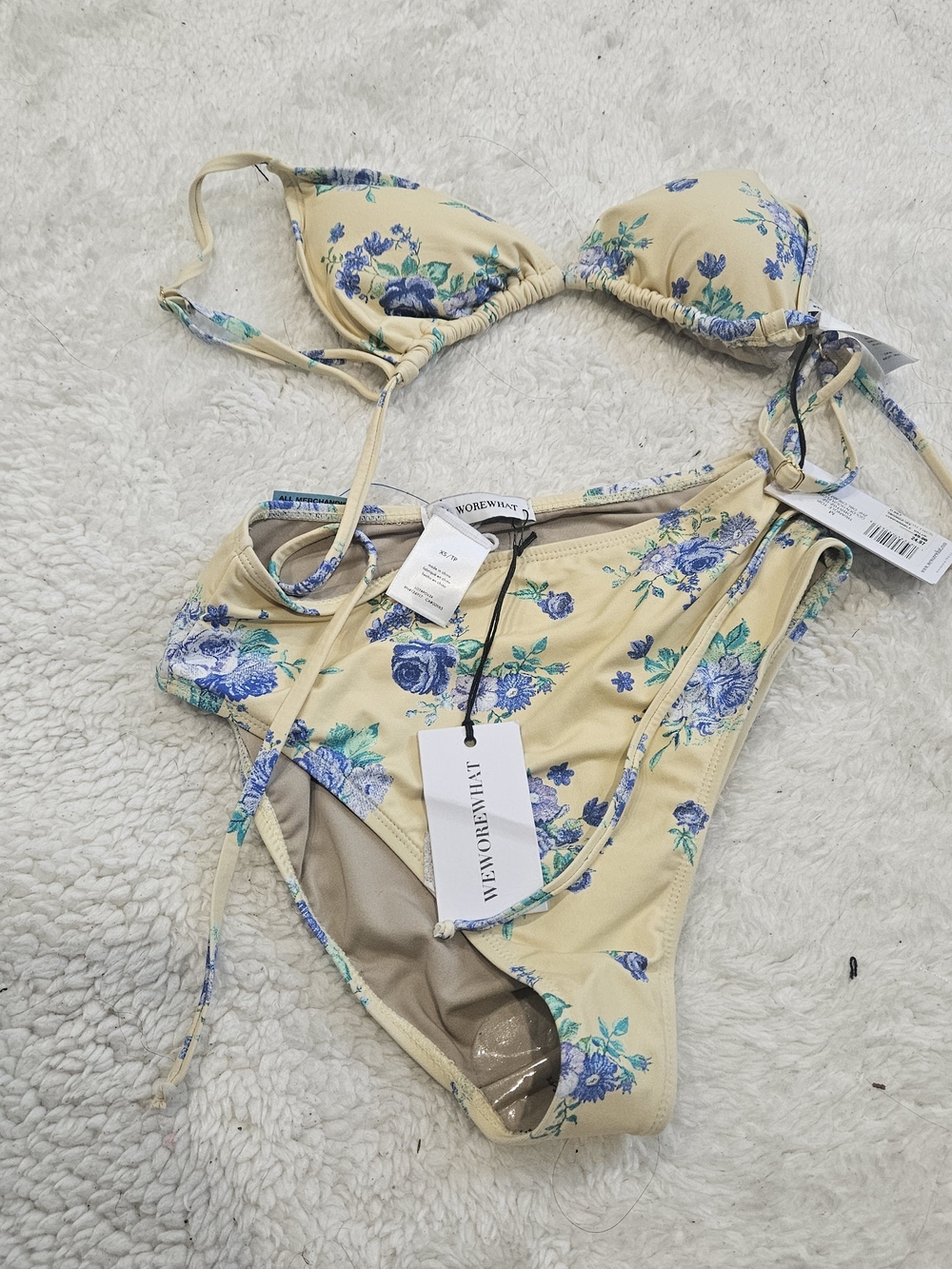WeWoreWhat Yellow Floral String Bikini